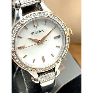 Bulova Women's Watch 98L262 Quartz Mother of Pearl Dial Rose Gold Silver